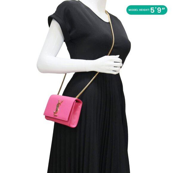 Yves Saint Laurent  Kate Small Pebbled Leather Chain Crossbody Bag Pink - Picture 2 of 14